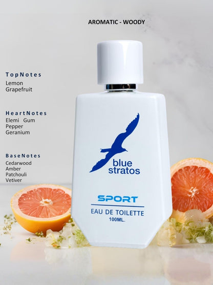 Blue Stratos Sport Eau de Toilette with  Free Deo  (100ml)