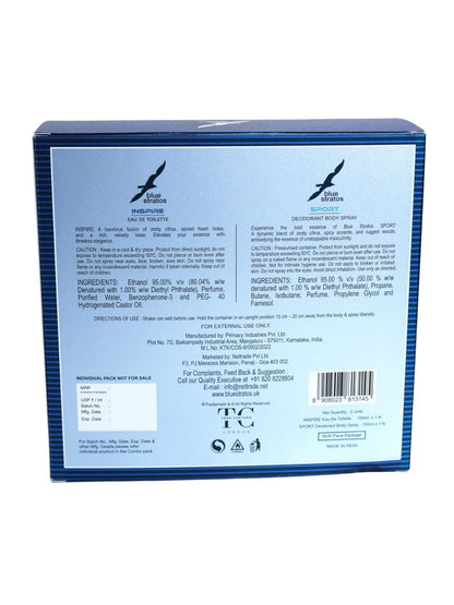 Blue Stratos Inspire Eau de Toilette with  Free Deo  (100ml)