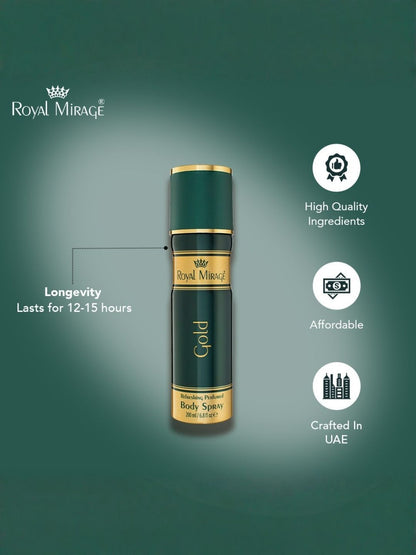 ROYAL MIRAGE BODY SPRAY 200ML GOLD
