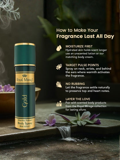 ROYAL MIRAGE BODY SPRAY 200ML GOLD