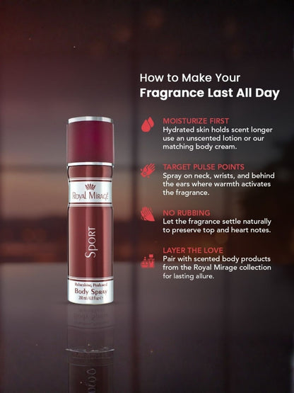 ROYAL MIRAGE BODY SPRAY 200ML SPORT