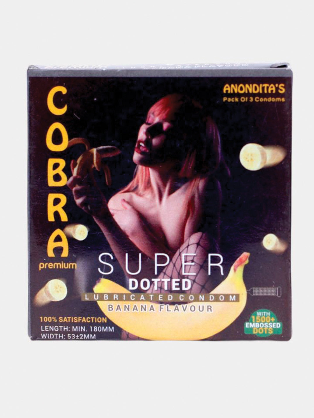 Cobra Premium-Super Dotted Banana Flavoured Condoms (Lubricated)