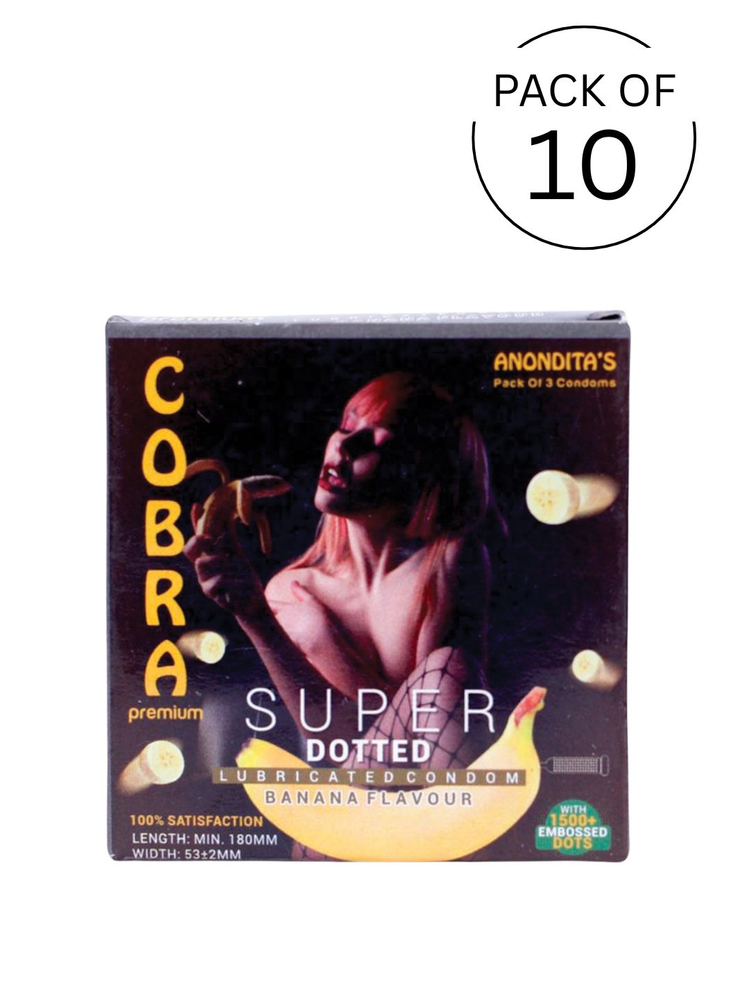 Cobra Premium-Super Dotted Banana Flavoured Condoms (Lubricated)