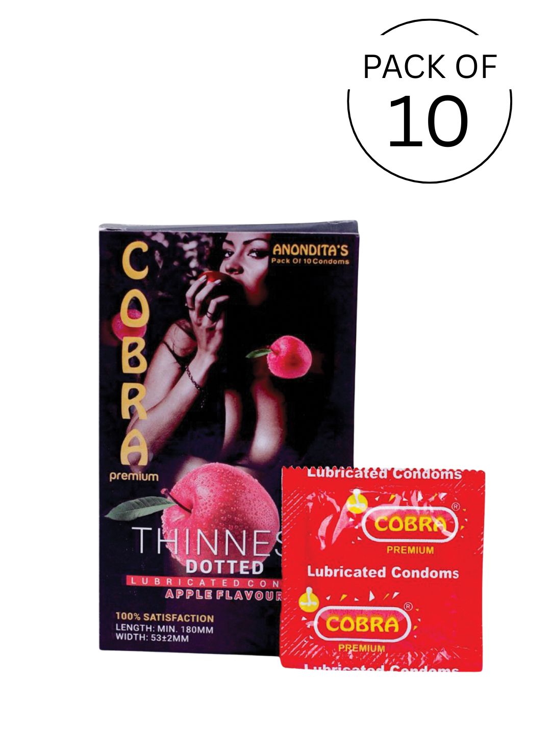 Cobra Premium-Thinness Dotted Apple Flavoured Condoms (Lubricated)