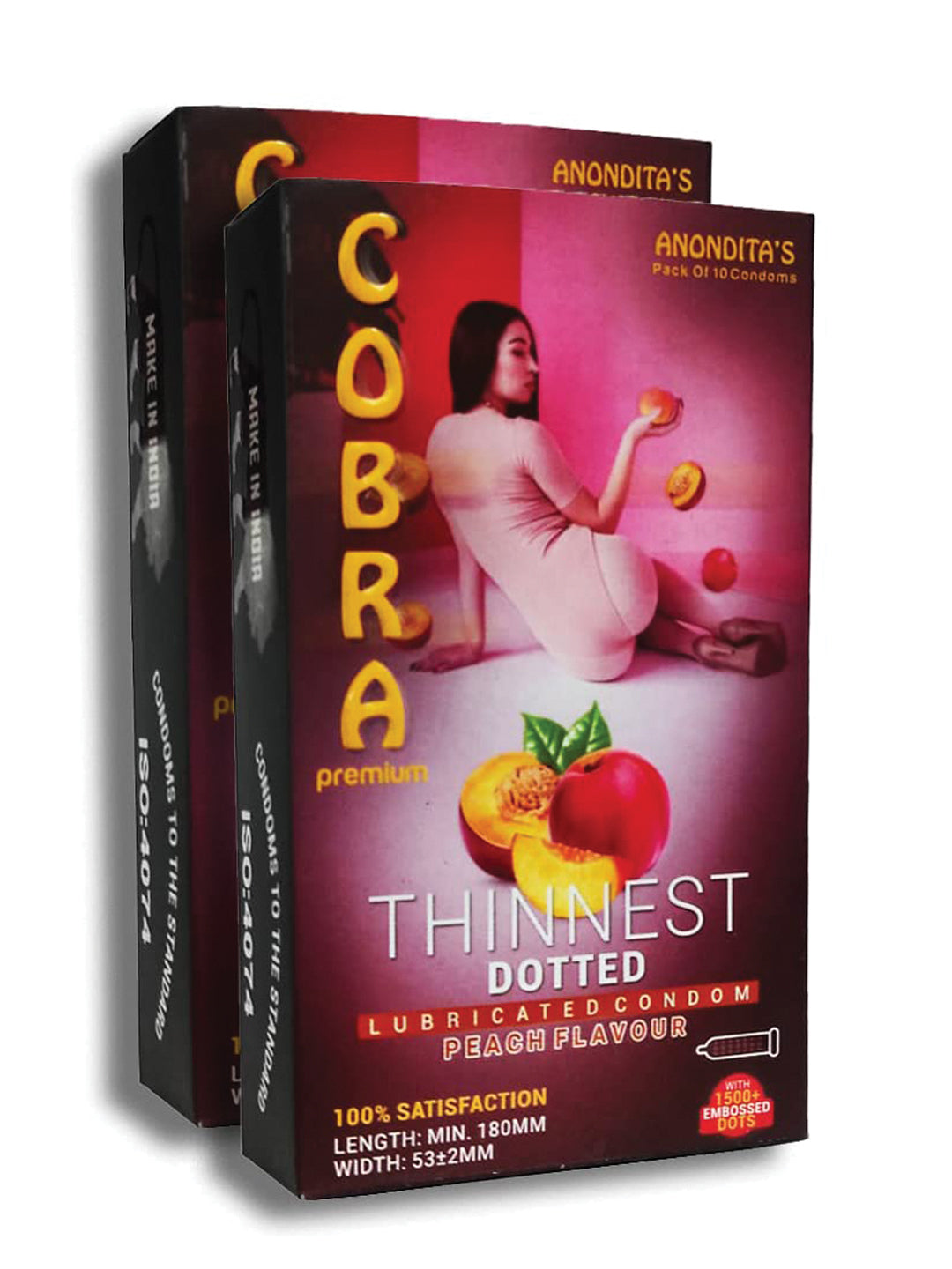 Cobra Premium-Thinness Dotted Apple Flavoured Condoms (Lubricated)