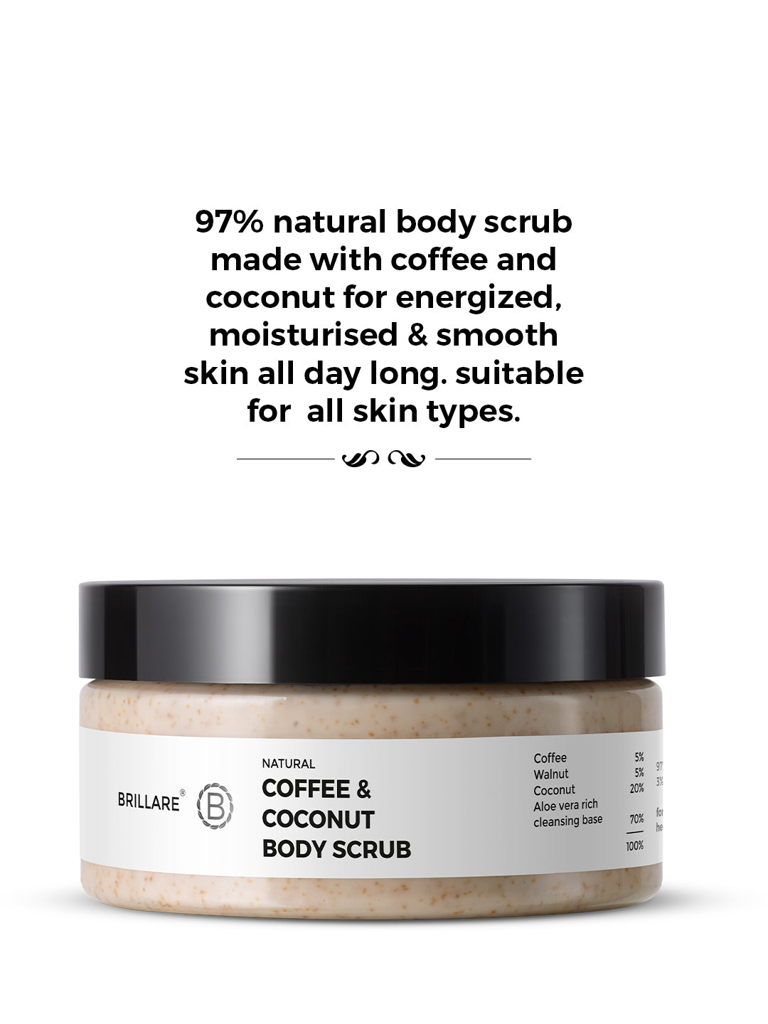 Brillare Coffee & Coconut Body Scrub Energized & Moisturised Skin (200g)