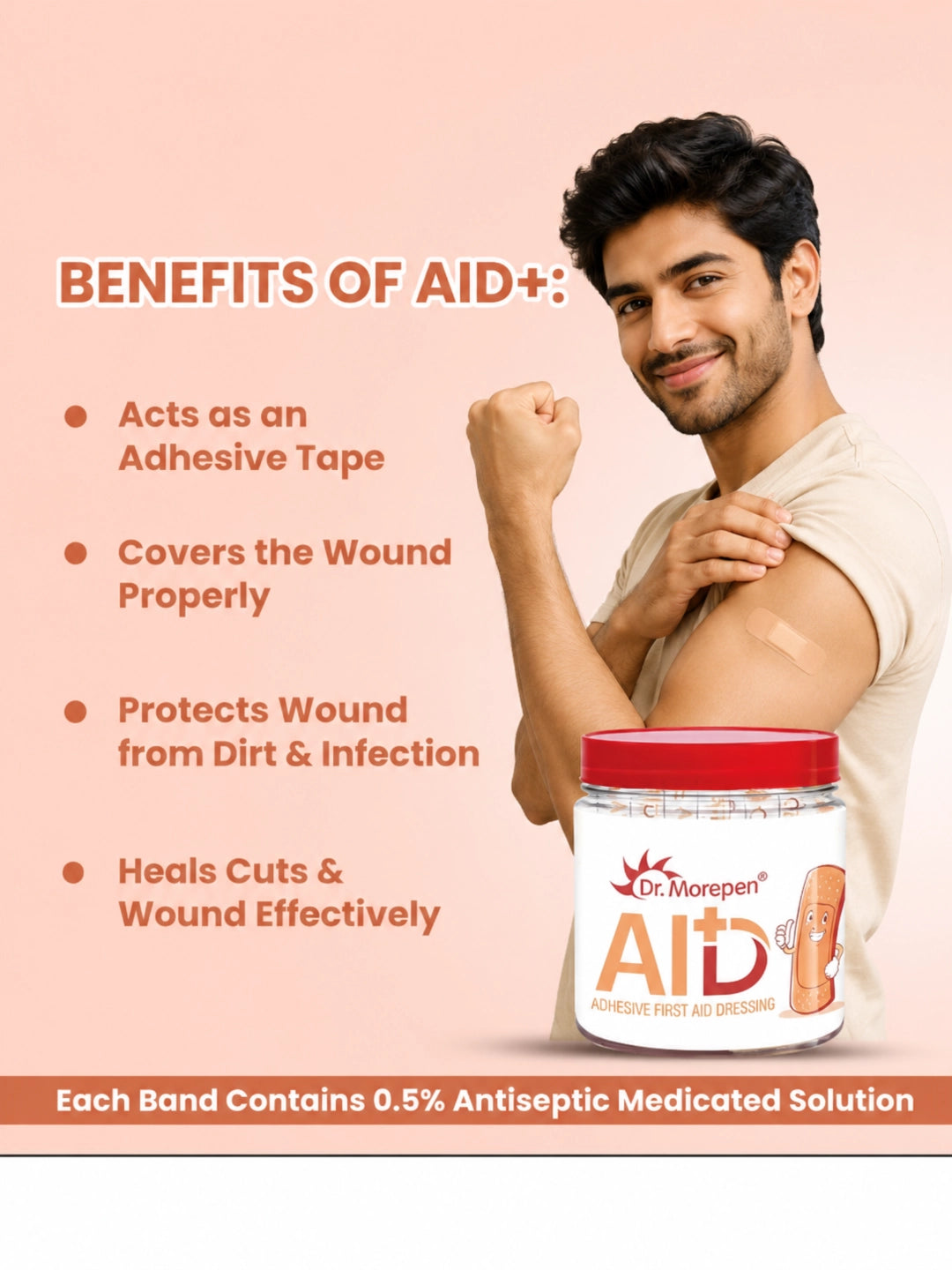 Dr. Morepen Aid Adhesive First Aid Dressing (Pack of 100)