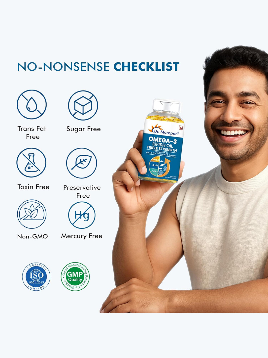 Dr. Morepen Omega 3 Fish Oil Triple Strength 60 Capsules