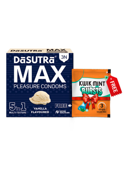 DaSutra Max Pleasure 5-in-1 Multi-Texture Vanilla Flavoured Condoms