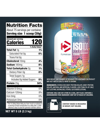 Dymatize ISO100 Hydrolyzed Whey Protein Birthday Cake Pebbles (2.3 kg)