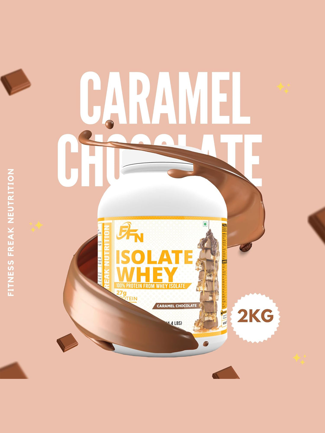 Fitness Freak Nutrition Isolate Whey Protein Caramel Chocolate Powder (2 kg)