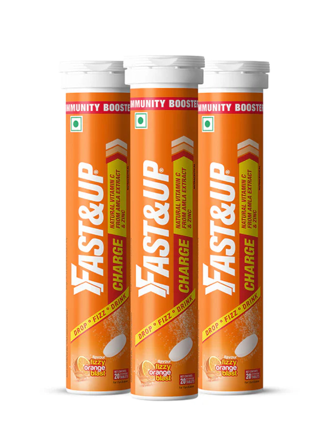Fast&Up Natural Immunity Booster Effervescent Tablets Orange 60's Pack of 3