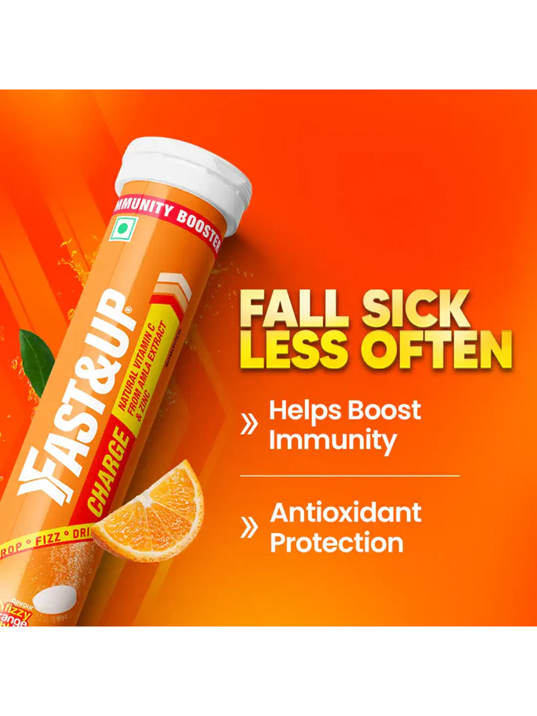 Fast&Up Natural Immunity Booster Effervescent Tablets Orange 60's Pack of 3