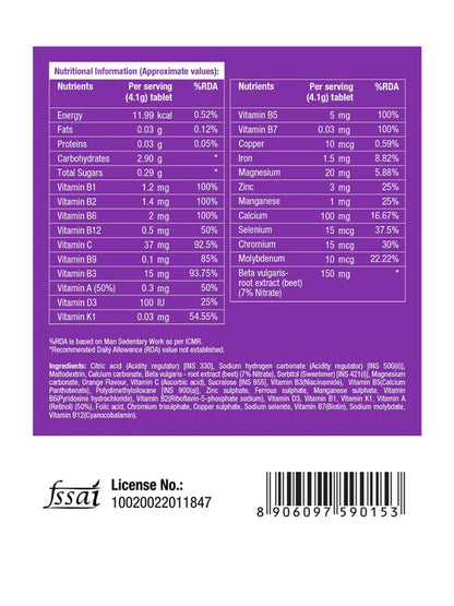 Fast&Up Orange Multivitamins for All Day 60 Energy Tablets (Pack of 3)