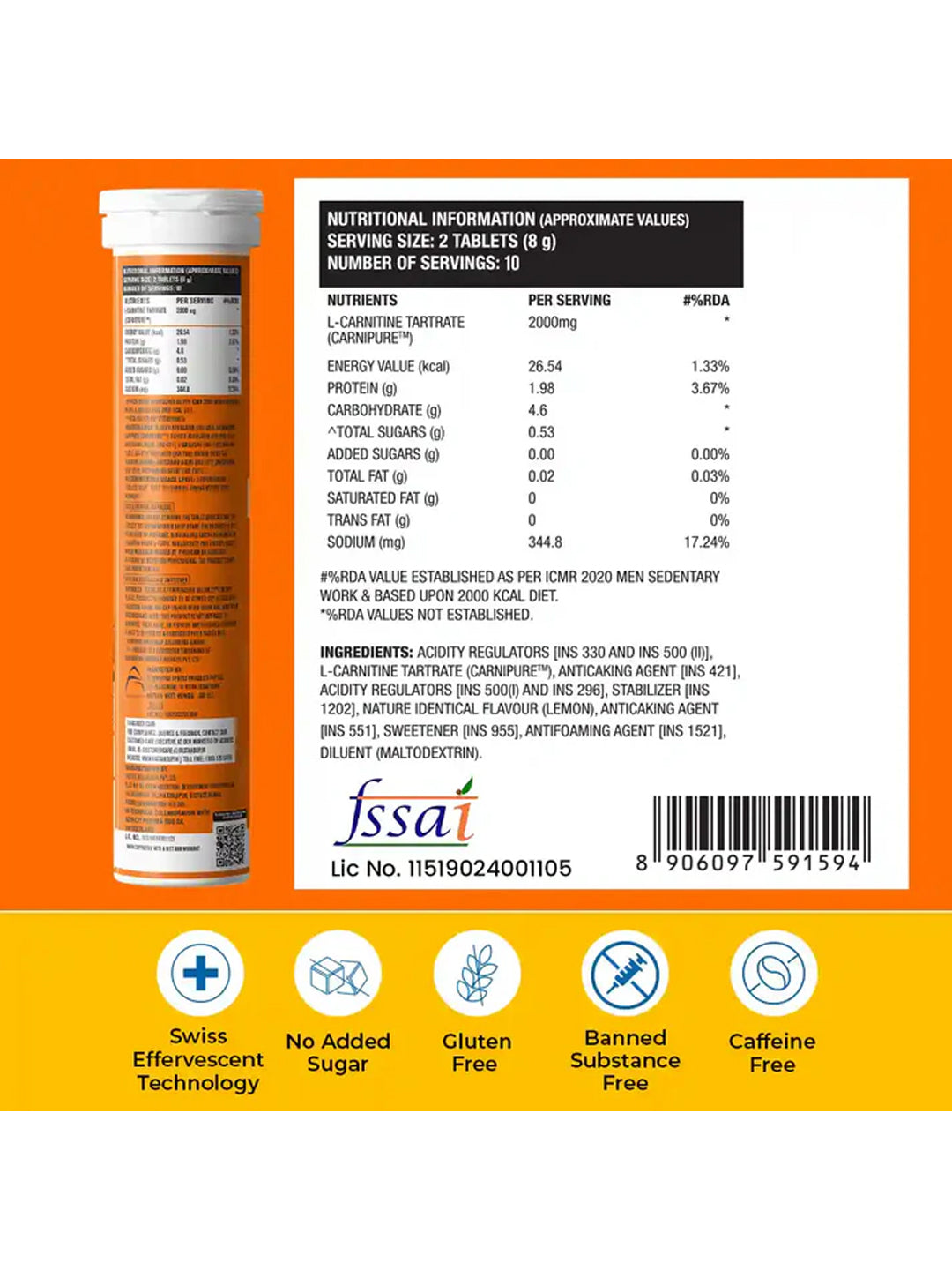 Fast&Up L-Carnitine Effervescent Tablets (Pack of 2)