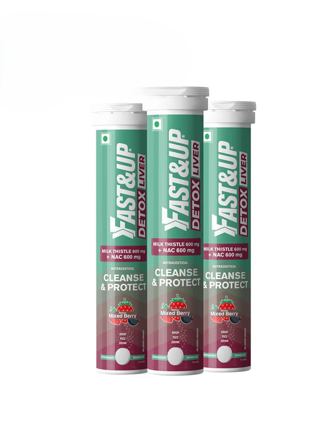 Fast&Up Daily Lung Cleanser Effervescent Tablets Mixed Berry 60's Pack of 3