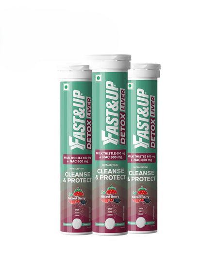 Fast&Up Daily Lung Cleanser Effervescent Tablets Mixed Berry 60's Pack of 3