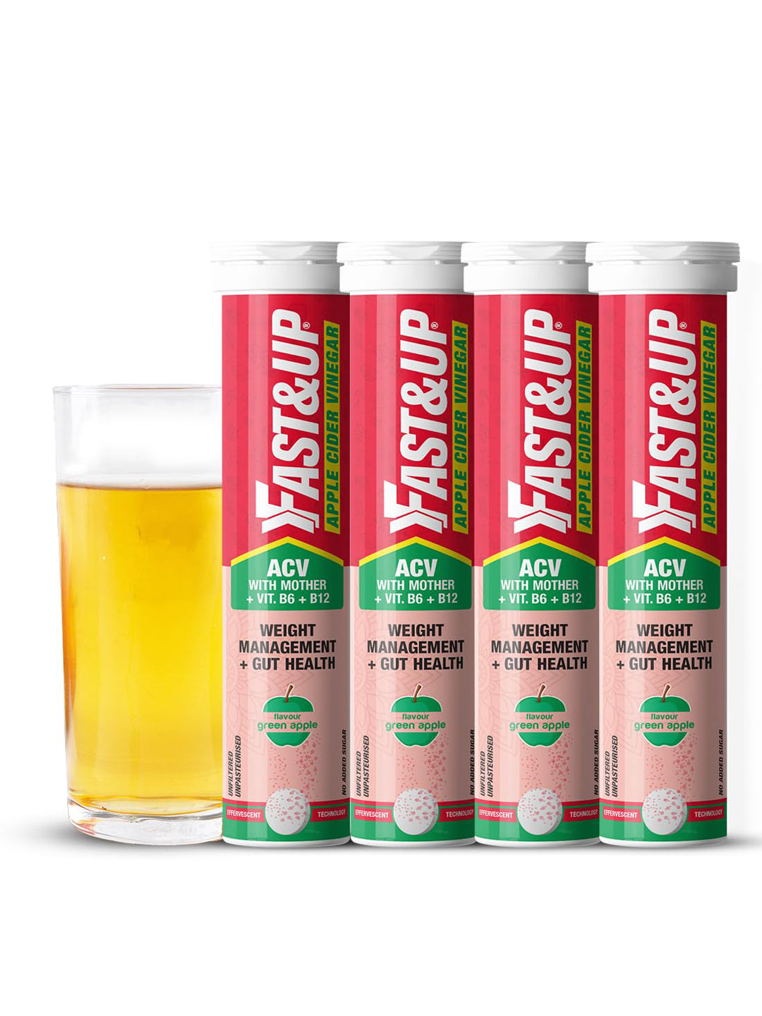 Fast&Up Apple Cider Vinegar Effervescent Tablet (Pack of 4)