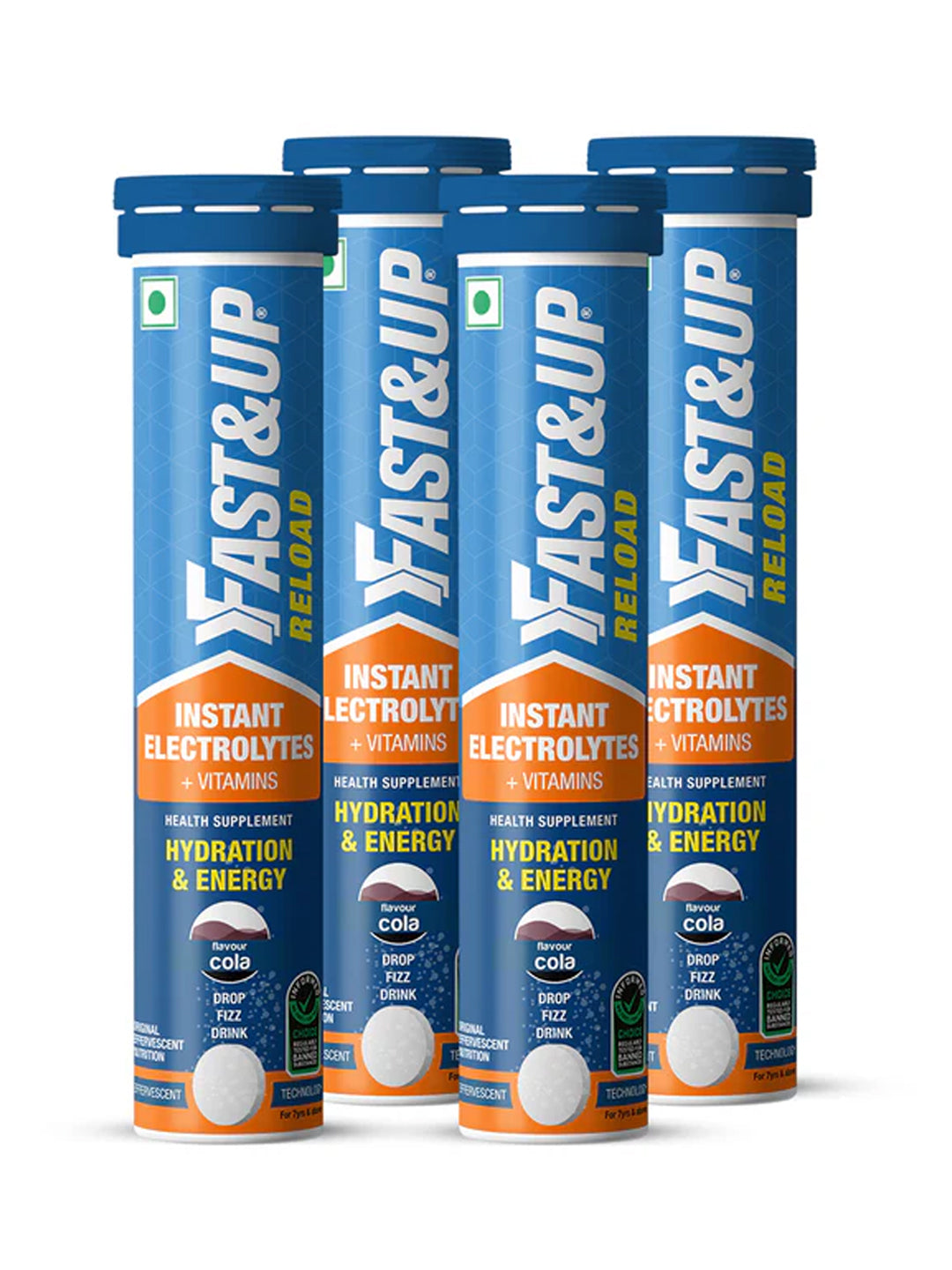 Fast&Up Reload Low Sugar Instant Energy Drink Assorted Flavours Effervescent Tablets 80's