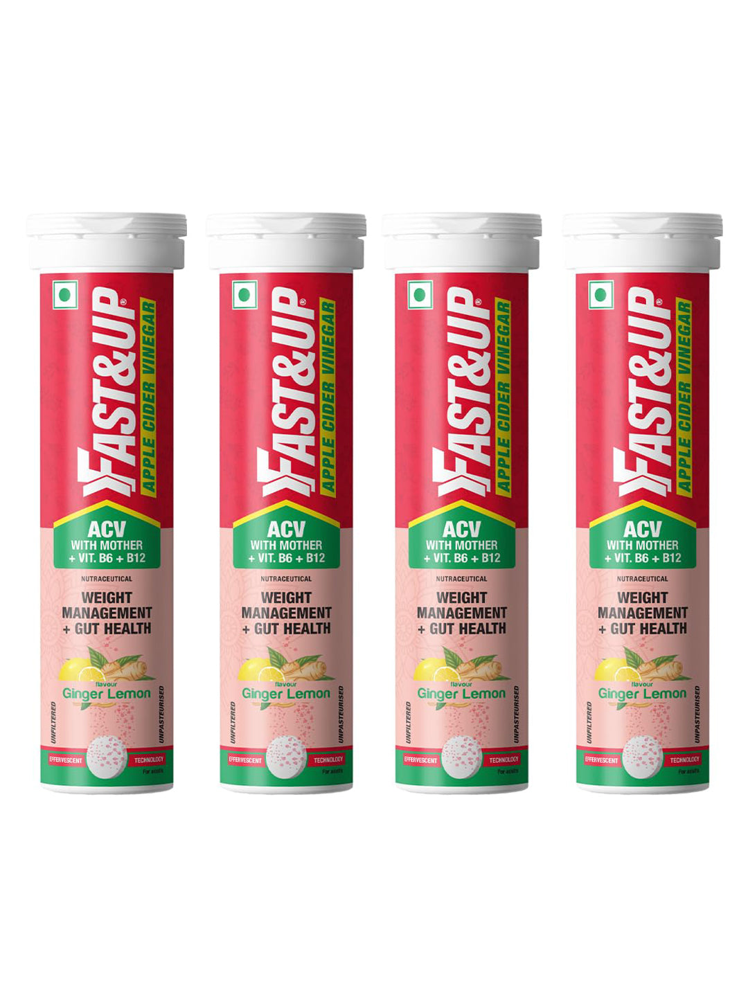Fast&Up Apple Cider Vinegar Effervescent Tablet (Pack of 4)