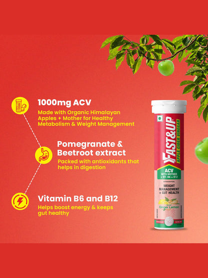 Fast&Up Apple Cider Vinegar Effervescent Tablet (Pack of 4)