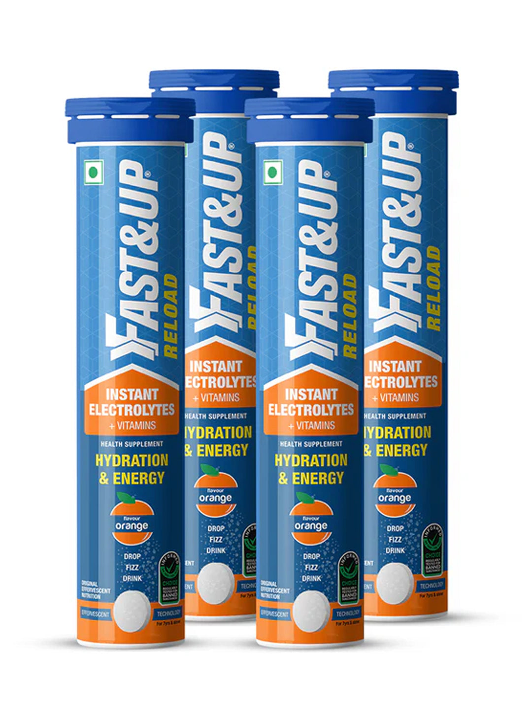 Fast&Up Reload Low Sugar Instant Energy Drink Assorted Flavours Effervescent Tablets 80's