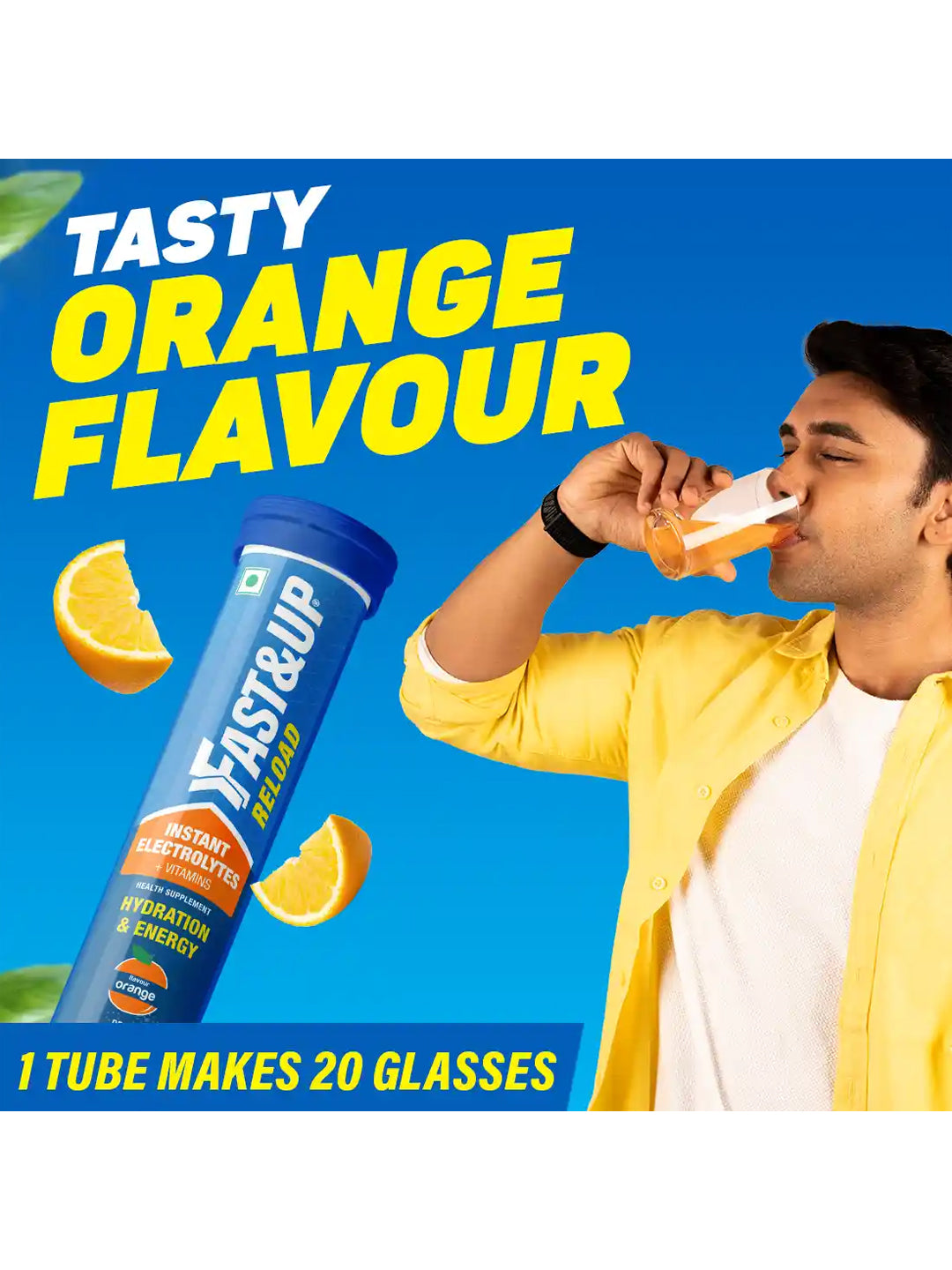 Fast&Up Reload Low Sugar Instant Energy Drink Assorted Flavours Effervescent Tablets 80's