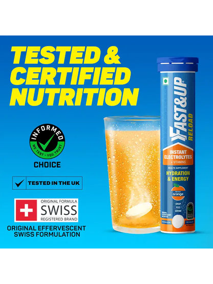 Fast&Up Reload Low Sugar Instant Energy Drink Assorted Flavours Effervescent Tablets 80's
