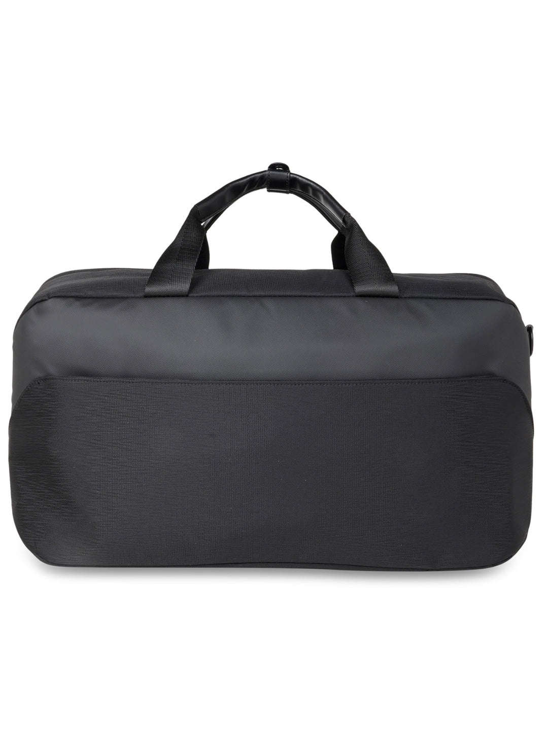 ft Frequent Traveller Elite Black Duffle Bag for Travel with Vegan Leather Trimmings Recessed USB Port Eco Responsible Light Weight with Padded Laptop Section, Mesh Pocket Inside Fashion Duffle Bag for Men and Women