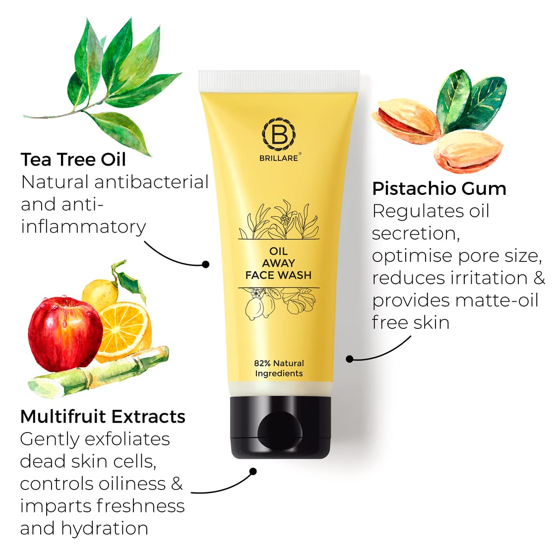 Brillare Oil Away Face Wash For Oily, Acne Prone Skin (100ml)