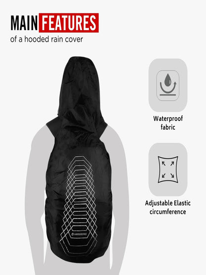 Harission Bags Rain Cover Hoodie 3D Black Set Of 1
