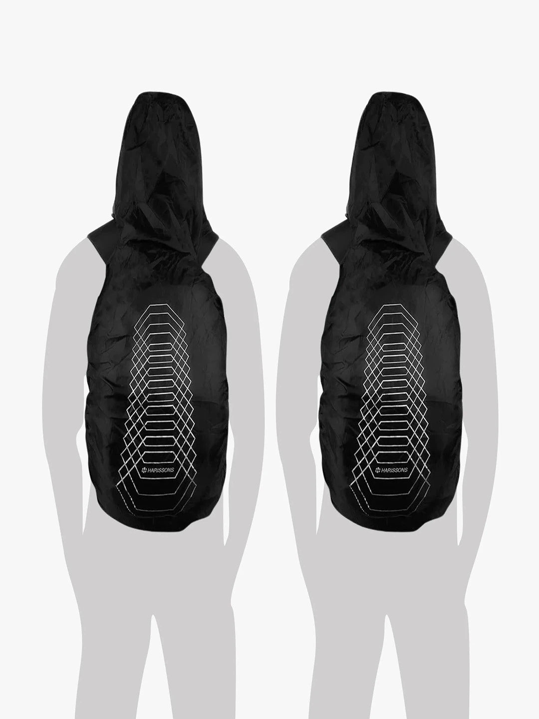 Harission Bags Rain Cover Hoodie 3D Black Set Of 2