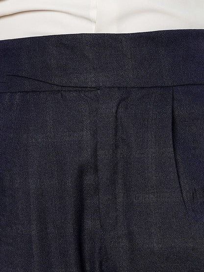 House Of Koala Navy Premium Tweed Blend Gurkha Trousers with Double Pleated Front