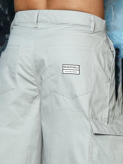 House Of Koala Grey Baggy fit Pure Cotton 6 Pocket Cargo Trousers