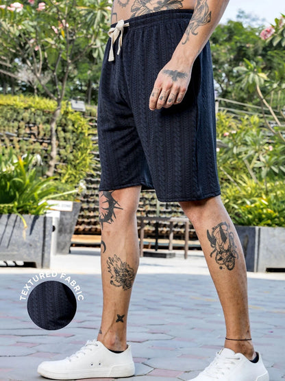 House Of Koala Black Casual Wear Knitted All-Day Comfort Shorts