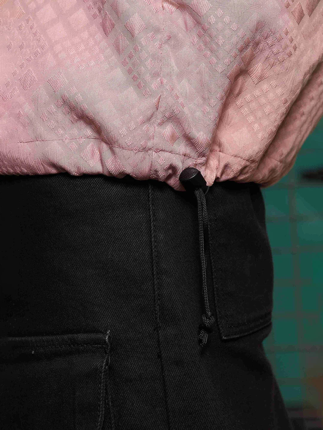 House Of Koala Pink Oversized Jacquard Textured Shirt Shacket