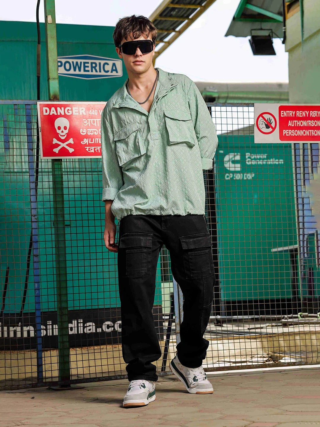 House Of Koala Green Oversized Textured Shirt Shacket