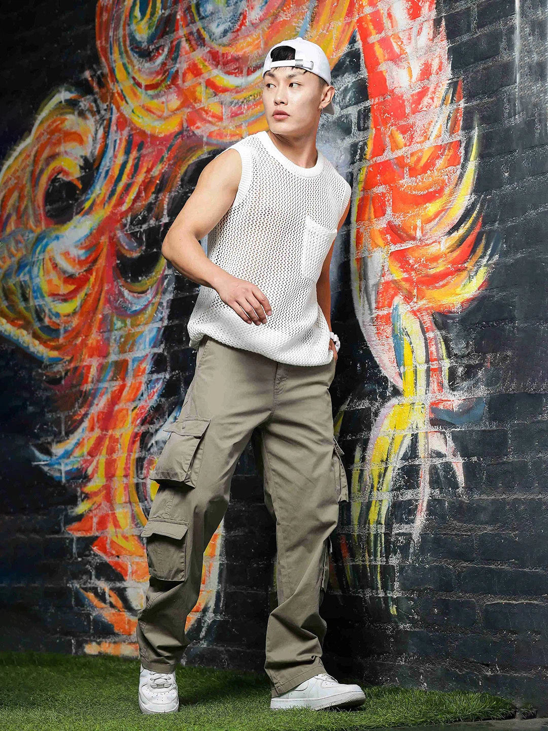 House Of Koala Grey Relaxed fit Baggy Cotton Cargo Trousers