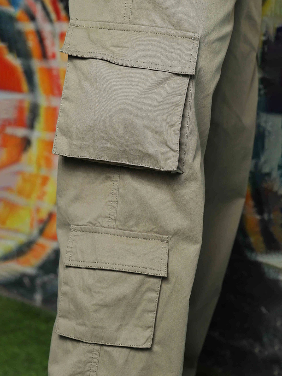 House Of Koala Grey Relaxed fit Baggy Cotton Cargo Trousers