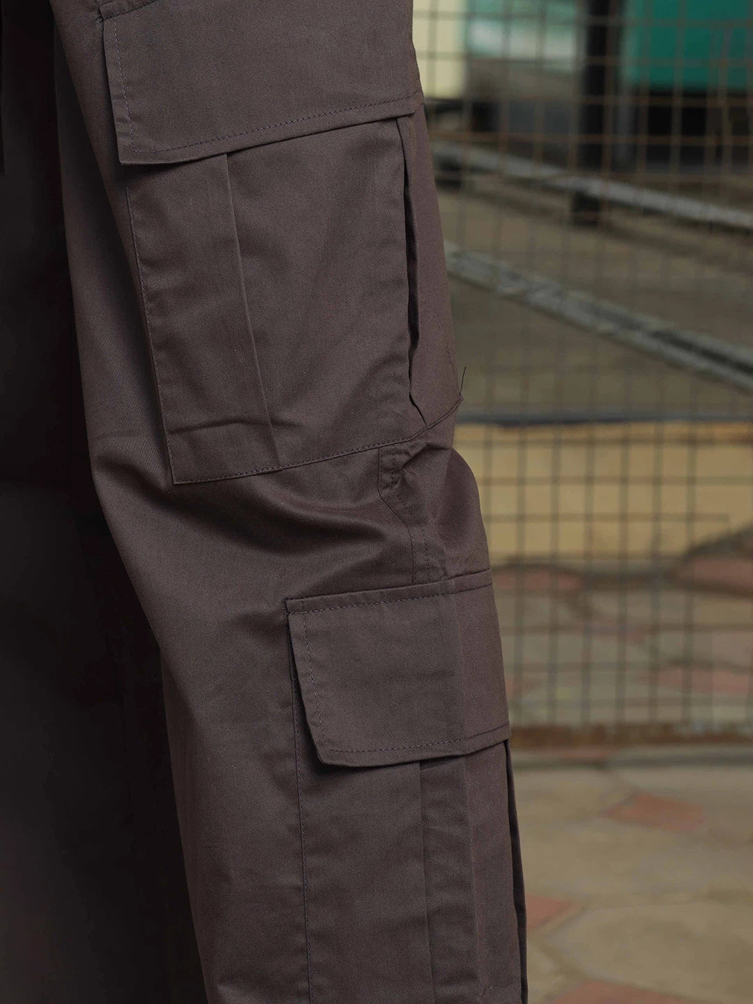 House Of Koala Baggy fit Grey 8-Pocket Pure Cotton Cargo Trousers