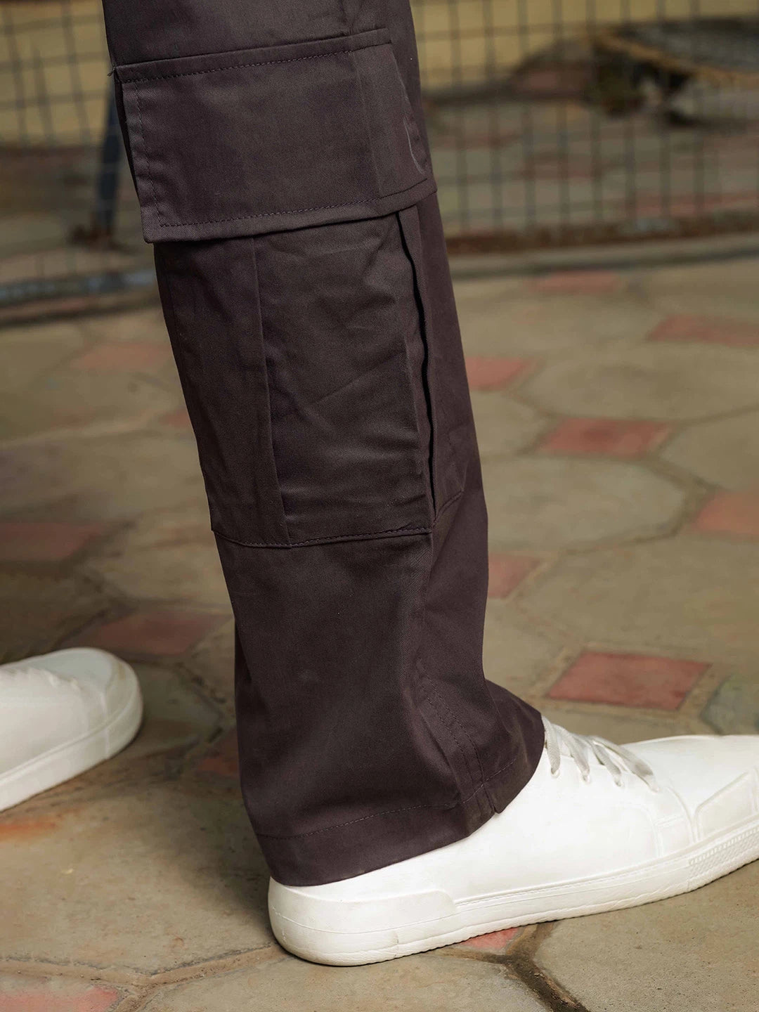 House Of Koala Baggy fit Grey 8-Pocket Pure Cotton Cargo Trousers