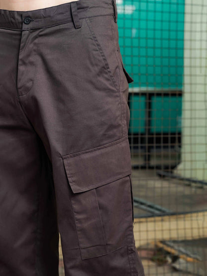House Of Koala Baggy fit Grey 8-Pocket Pure Cotton Cargo Trousers
