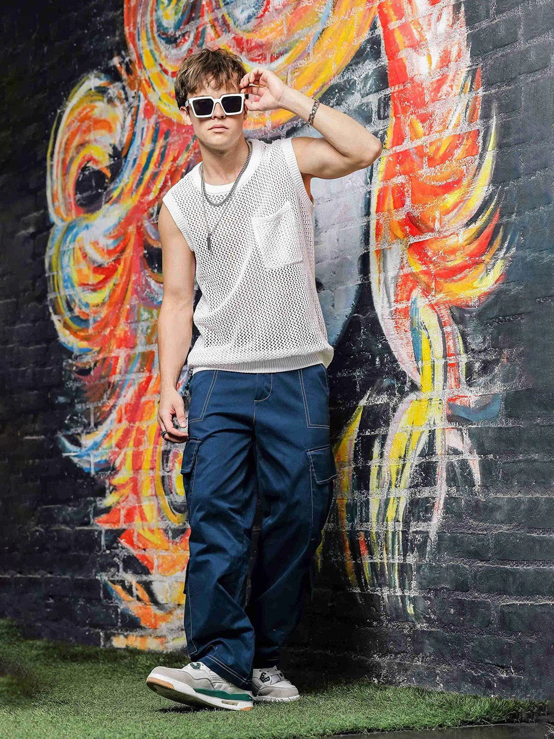 House Of Koala Navy Baggy fit 8-Pocket Pure Cotton Cargo Trousers