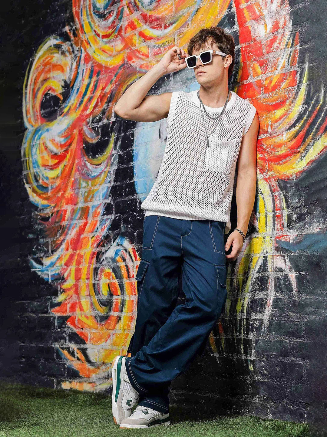 House Of Koala Navy Baggy fit 8-Pocket Pure Cotton Cargo Trousers