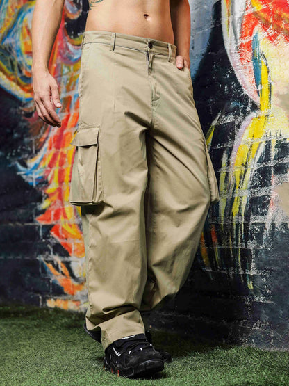 House Of Koala Baggy fit 6 Pocket Beige Cotton Cargo Trousers