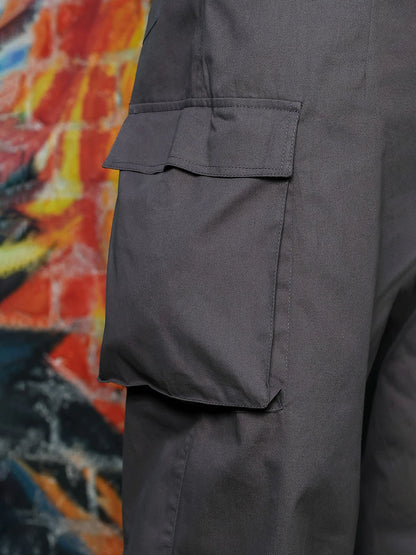 House Of Koala Grey Baggy fit Pure Cotton 6 Pocket Cargo Trousers