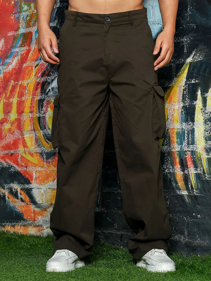 House Of Koala Baggy fit 6 Pocket Olive Cotton Cargo Trousers