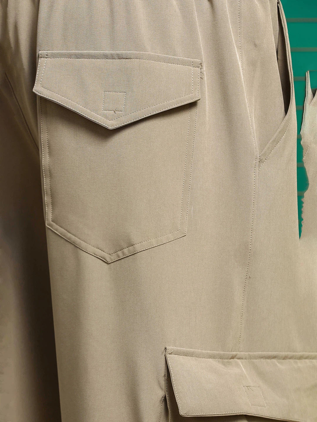 House Of Koala Beige Baggy Fit 6-Pocket Parachute Cargo Trousers