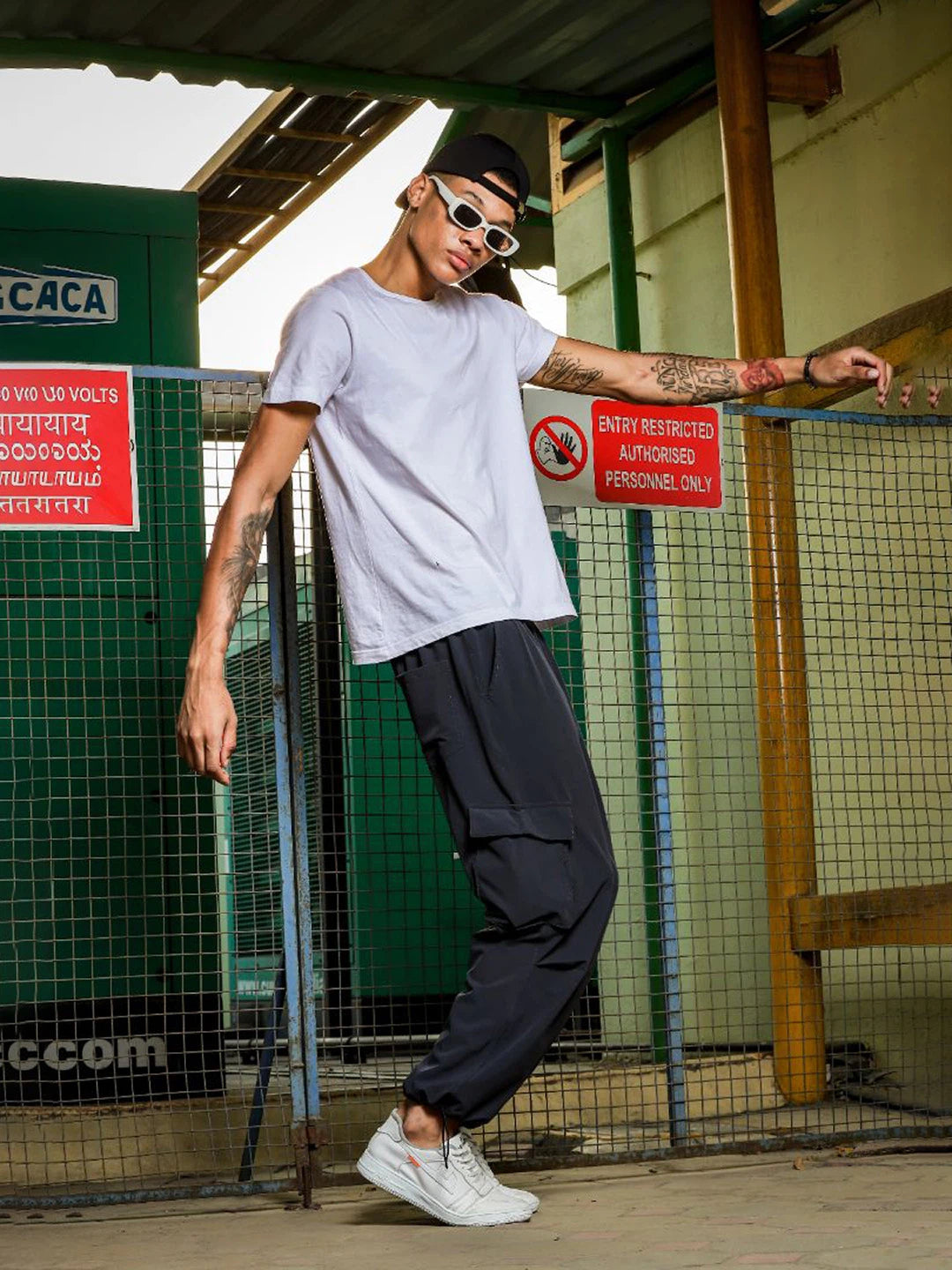 House Of Koala Baggy Fit Dark Grey Parachute Cargo Trousers