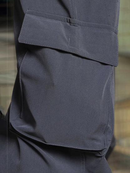 House Of Koala Baggy Fit Dark Grey Parachute Cargo Trousers